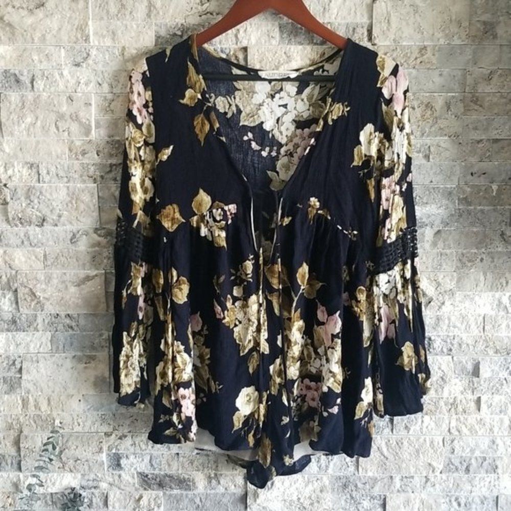 Audrey 3+1 Black Plunging Floral Romper